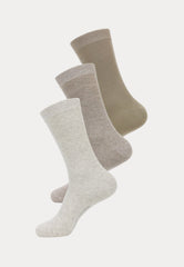 3 paar 100% bio katoen effen sokken in beige en zandkleurige tinten